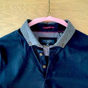 Ted Baker Size 3 Navy Blue Polo Shirt